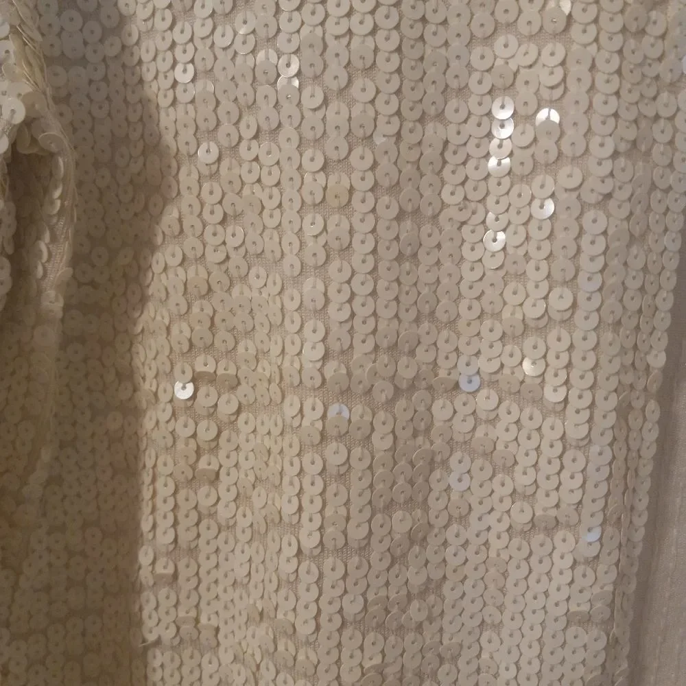Oscar De LA Renta White Sequenced Sweater - Picture 3 of 5
